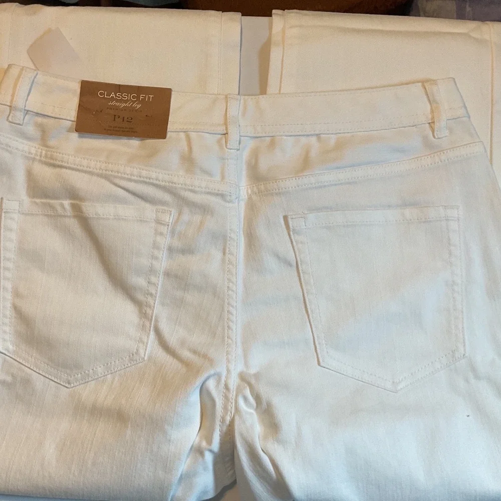 Coldwater Creek White Classic Shaping Straight Leg Jeans Petite 12 NWT ShapeMe‎